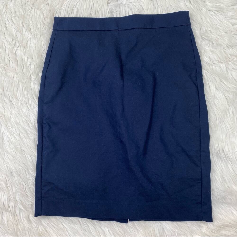J Crew Classic Cotton Pencil Skirt Blue Size 2